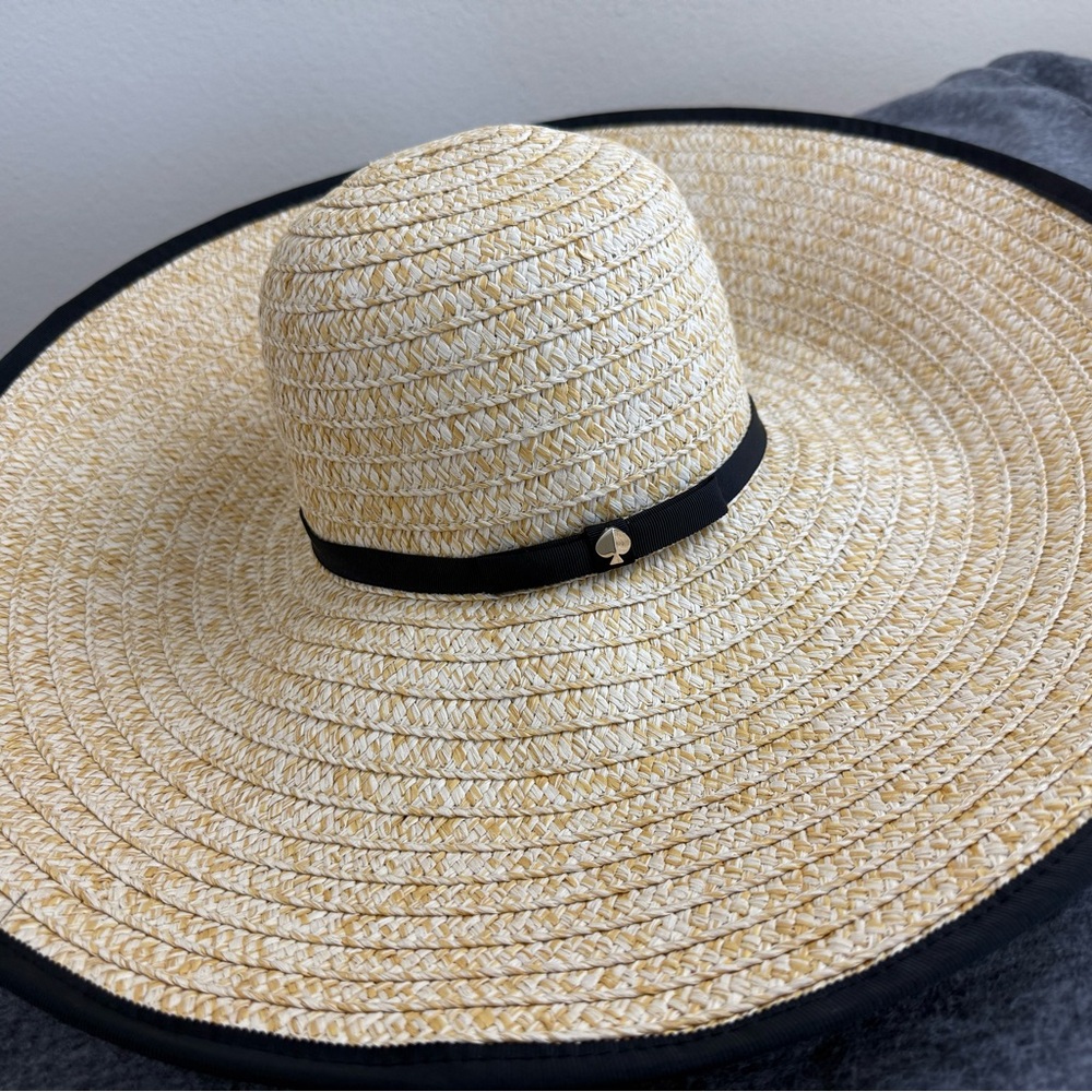 Kate Spade Wide Brin Straw and Black Sun Hat